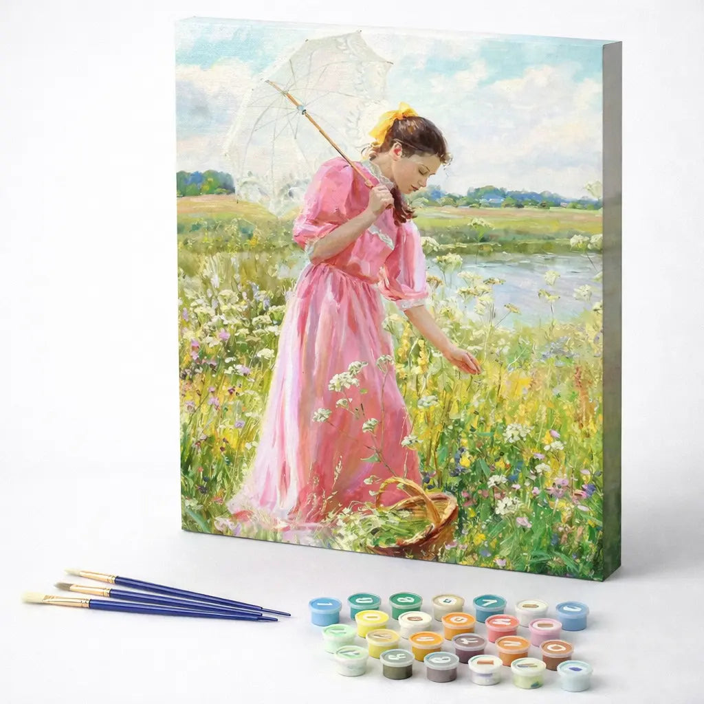 Girl with a Parasol in the Meadow