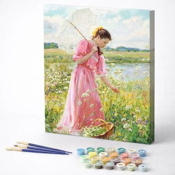 Girl with a Parasol in the Meadow