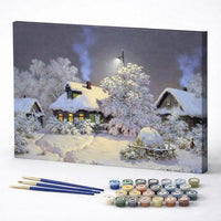 Snowy Village Night