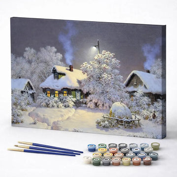 Snowy Village Night