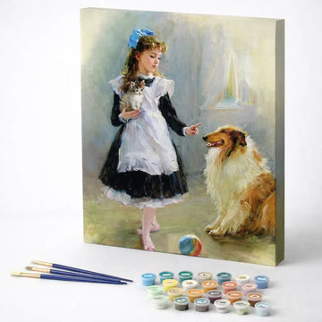 Little Girl and Her Collie