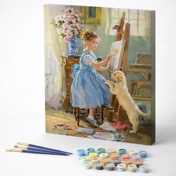 The Little Painter and Her Puppy