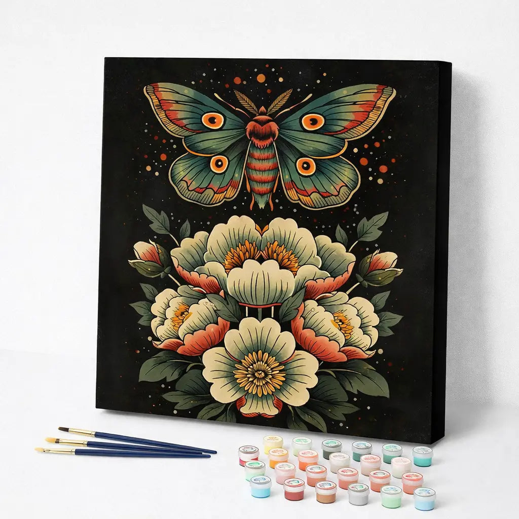 Moon Moth and Flowers