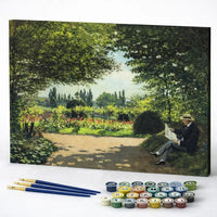 Adolphe Monet Reading in the Garden, Claude Monet
