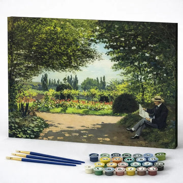 Adolphe Monet Reading in the Garden, Claude Monet