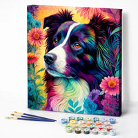 Colorful Border Collie Blooms