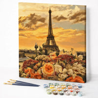 Eiffel Tower Floral Sunset