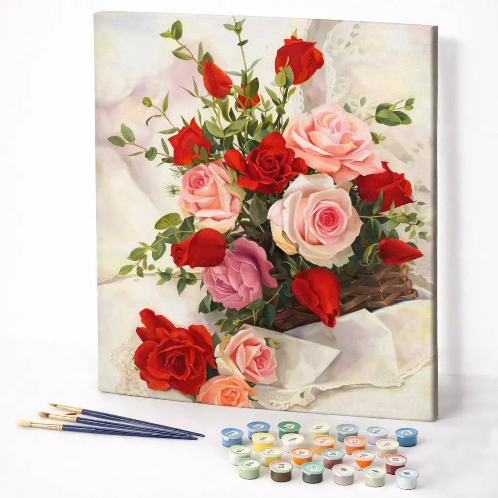 Red and Pink Rose Basket