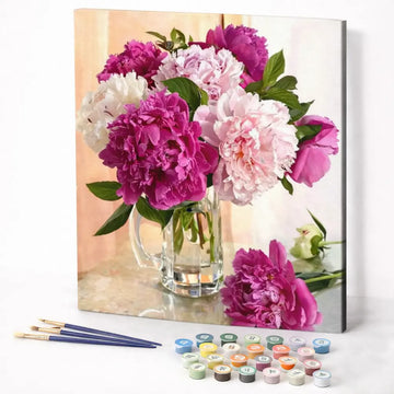 Pink Peonies in Glass Vase