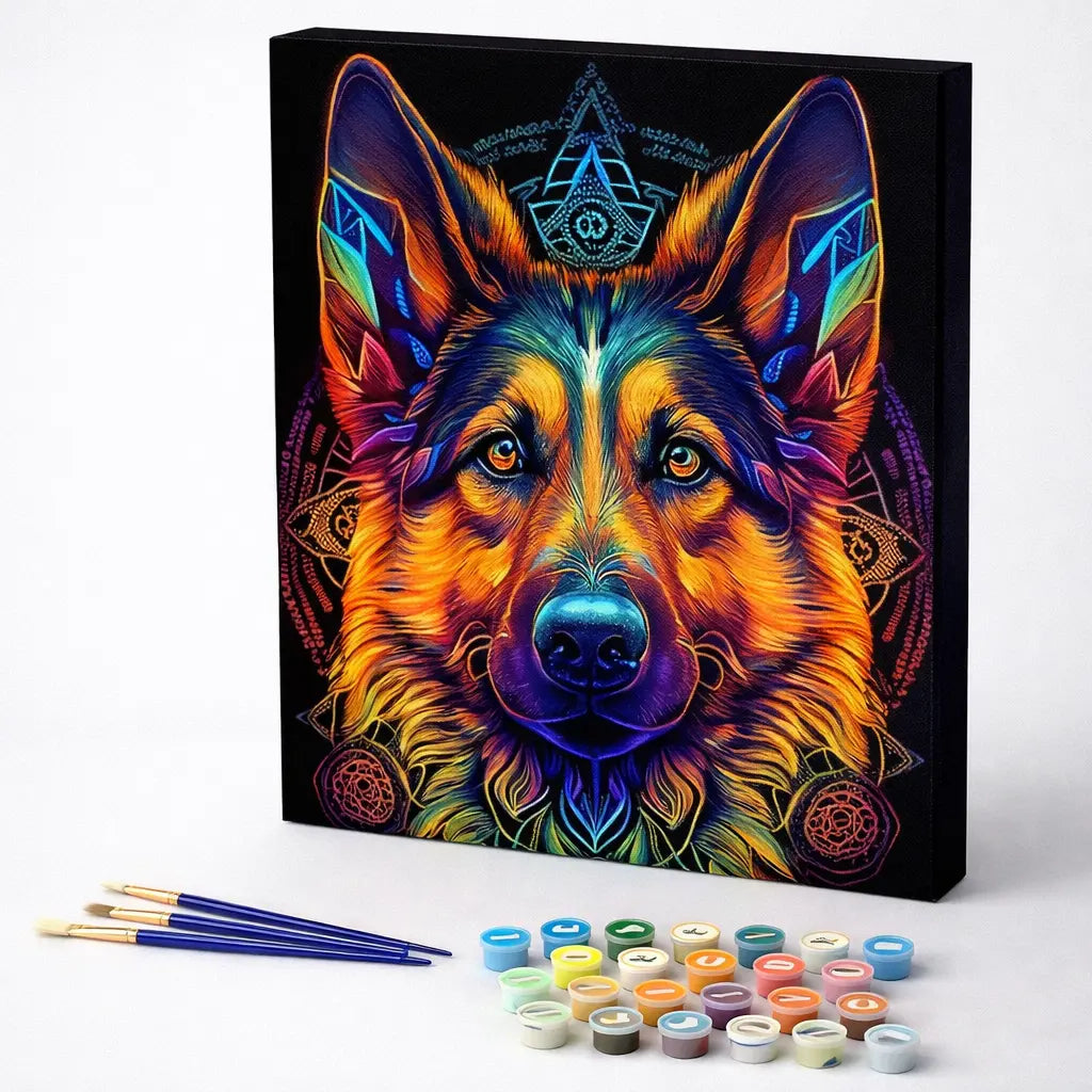 Neon German Shepherd Portrait