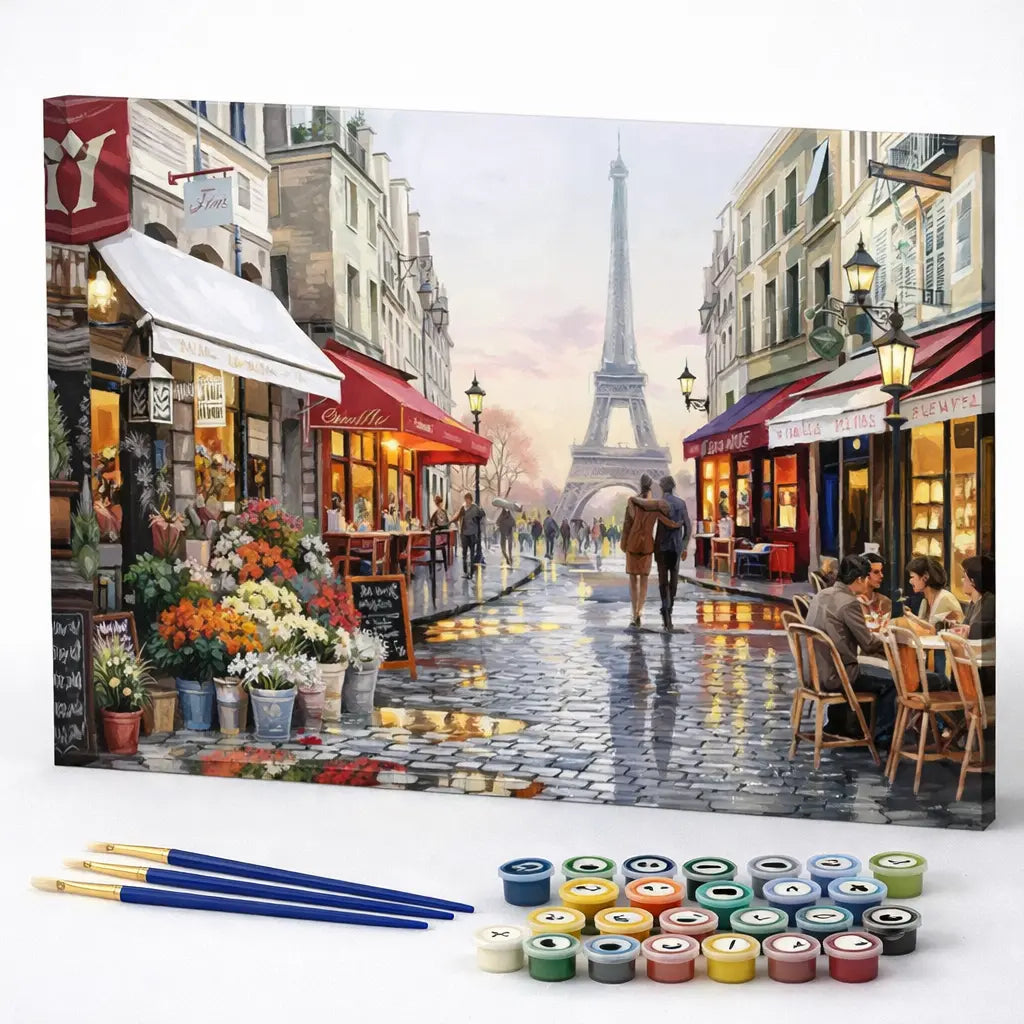 Paris Café in the Rain