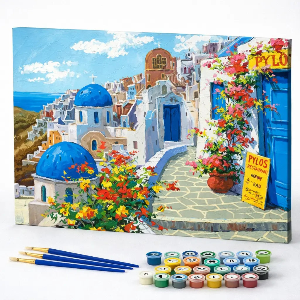 Santorini Blue Dome Street