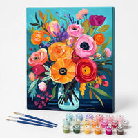 Bright Bouquet in Teal Vase